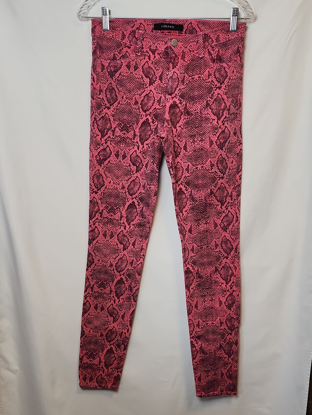 J Brand Pink and Black Snake Print Skinny Jeans Size 28